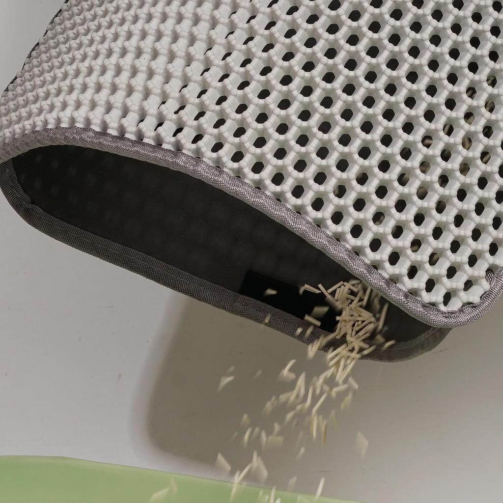 Cat Litter Mat, Honeycomb Cat Litter Mat, Double Layer Waterproof Cat Litter Mat Litter Trapping Mat, Prevents Cat Litter Scattering, Easy to