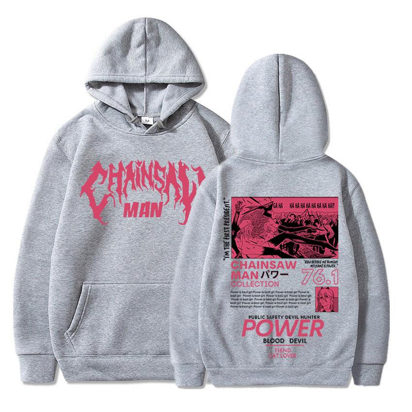 Anime japonés Motosierra Sudaderas con capucha unisex Power Gráfico Unisexga Estampado Sudaderas de manga larga Jerseys góticos unisex de gran tamaño Ropa de calle