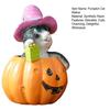 Halloween Cat on Pumpkin Figurine Cute Pumpkin Cat Statue Indoor Resin Sculpture for Shelf Tabletop Bedroom Entryway Decor