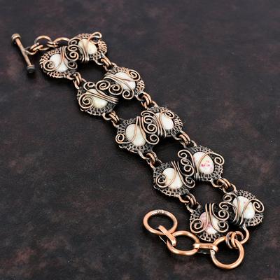 Zinnoberarmband Kupferdraht-umwickeltes Armband Verstellbares Kettenglied-Armband Handgefertigter Schmuck Naturstein-Armband Kupferschmuck Für Geschenke
