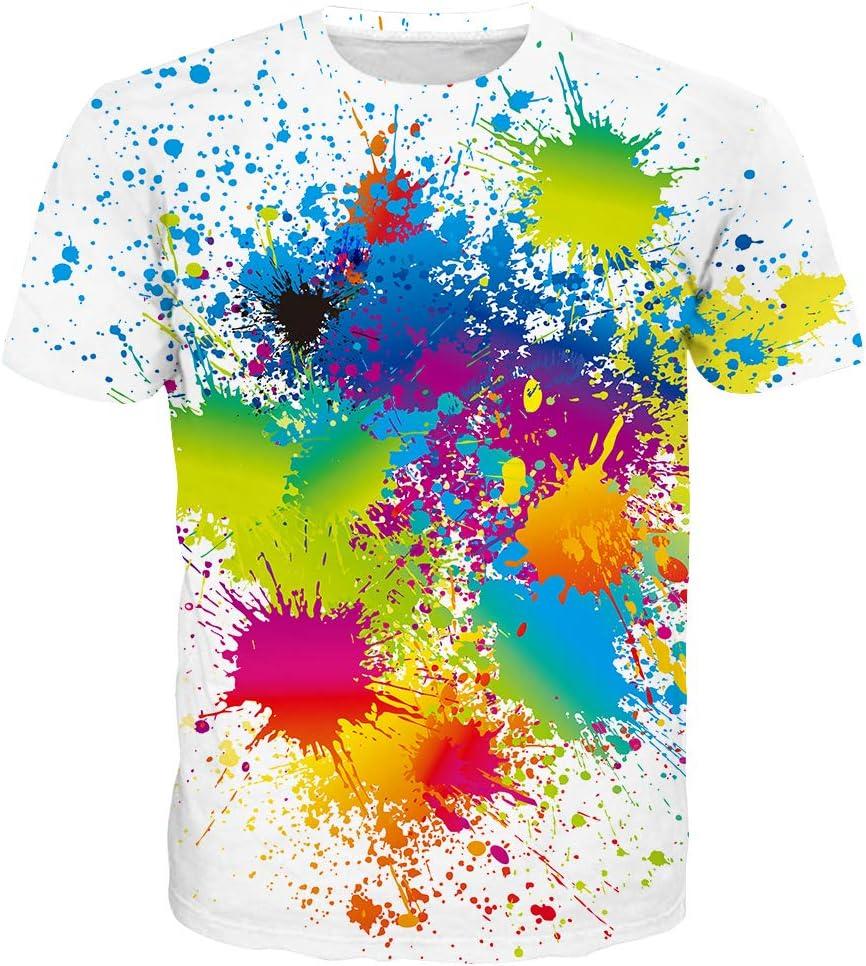 T-shirt Estiva da Uomo in Poliestere 3D Asciugatura Rapida Traspirante Manica Corta T-shirt Casual Colore Tie Dye T-shirt Estiva