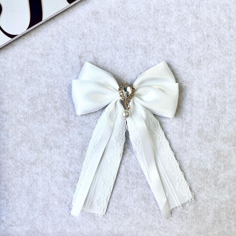 

Минималистичная жемчужная подвеска с кружевным бантом, черный белый ленточный бант, жемчужная брошь для женщин, универсальные ювелирные аксессуары для воротника рубашки, подарки белый