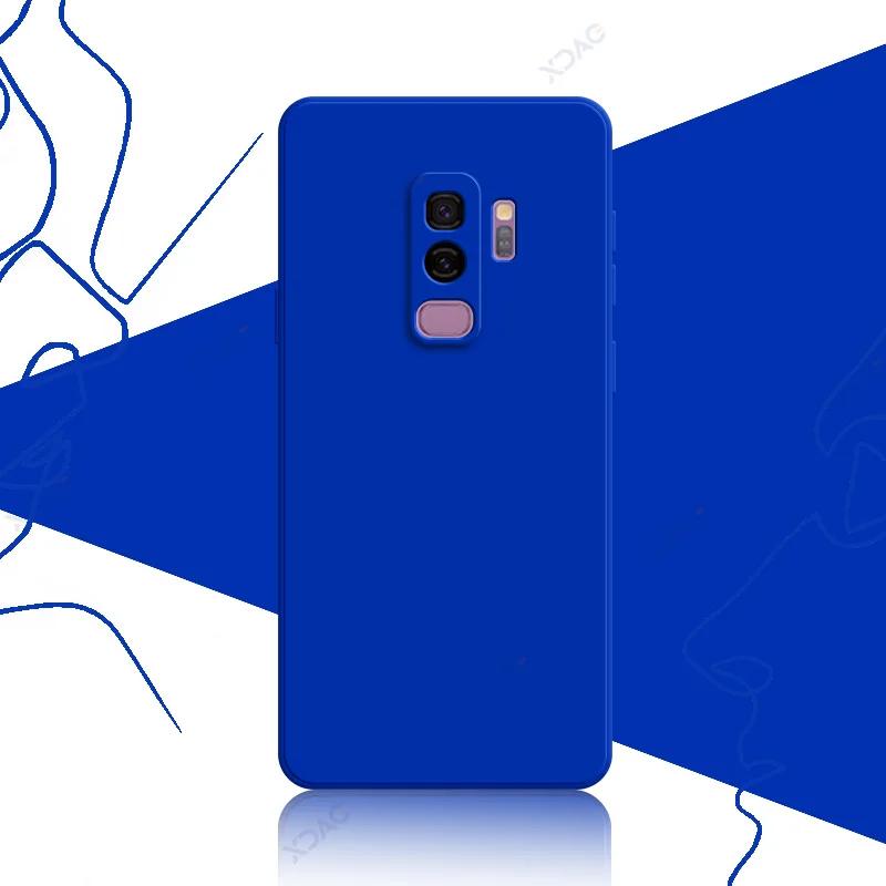 Luxus Quadratische Flüssigsilikon Hülle für Samsung Galaxy S9 Plus SamsungS9Plus 360 Weiche Handyhülle Wasserdicht Coque