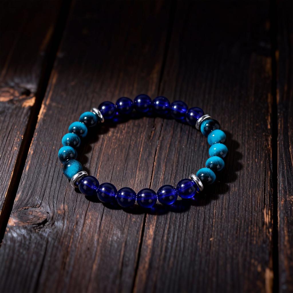Festive Gifts Teal Stone Purple Glass Beaded Bracelet Modern Fashion Jewelry For Men Daily Wear Gift
