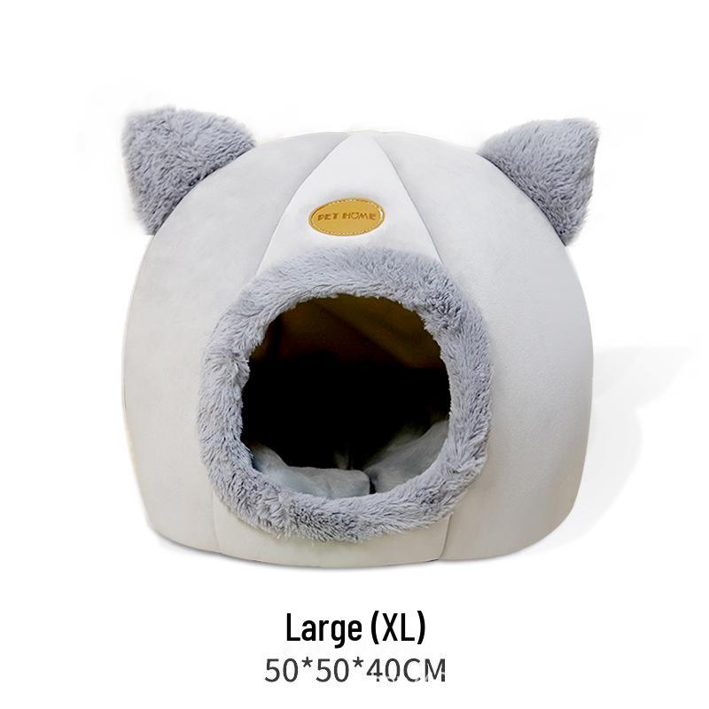 Cozy Winter Cat Bed: Thick, All-Season Semi-Enclosed Pet House