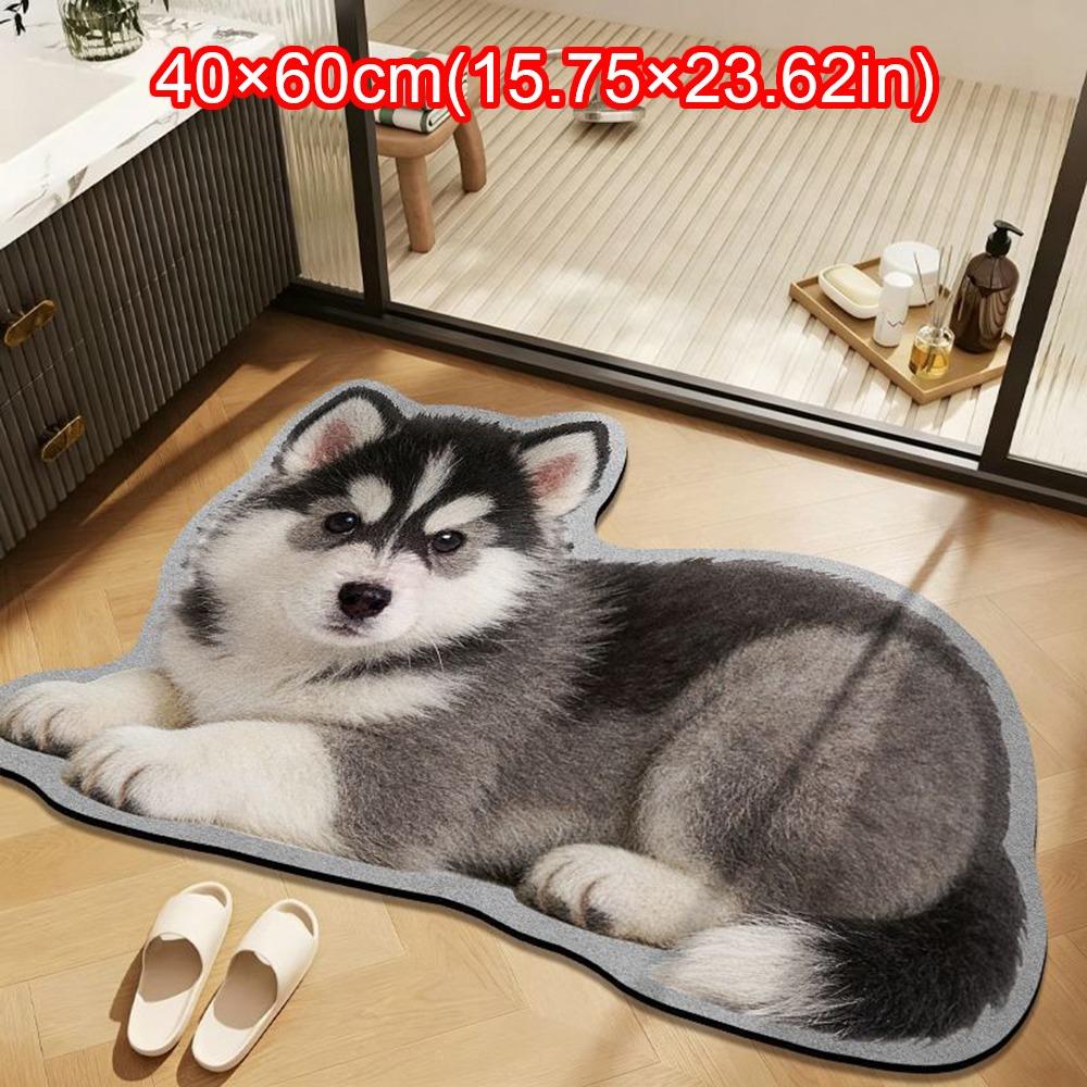 Pet Theme Rug Dog Shaped Rug Special-shaped Entryway Mat Cute Animal Floor Mat  Bedroom Decor Style 6 -40x60cm