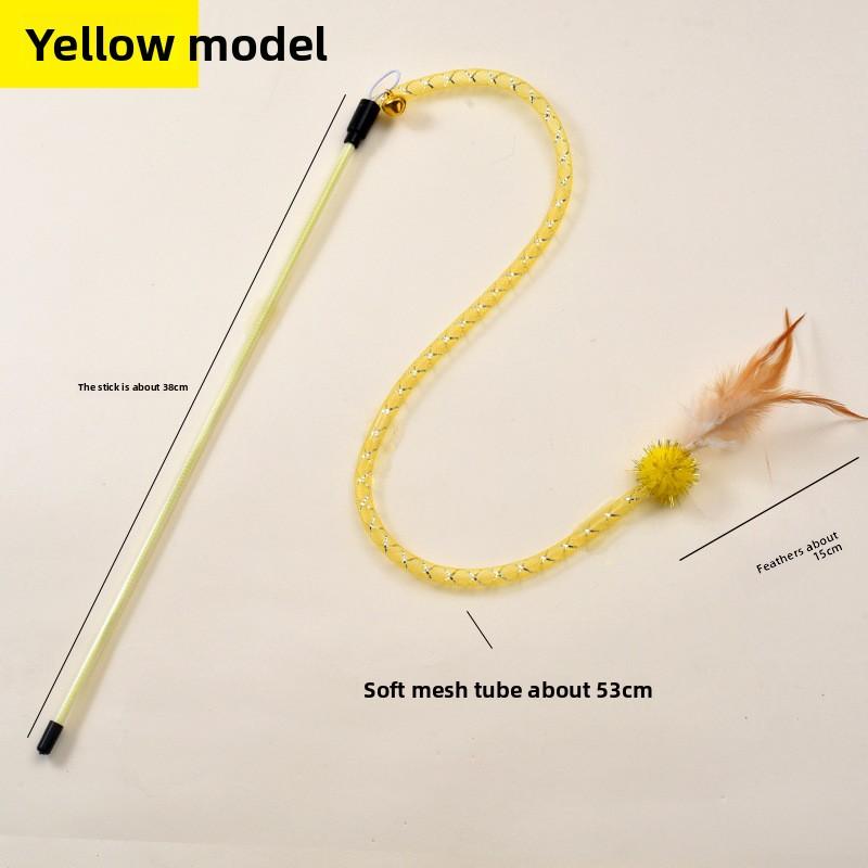 

Новая игрушка для кошек на год Змеи, дразнилка для кошек в форме змеи, эластичная сетчатая трубка, шерстяной клубок и перо, интерактивная игрушка для кошек жёлтый