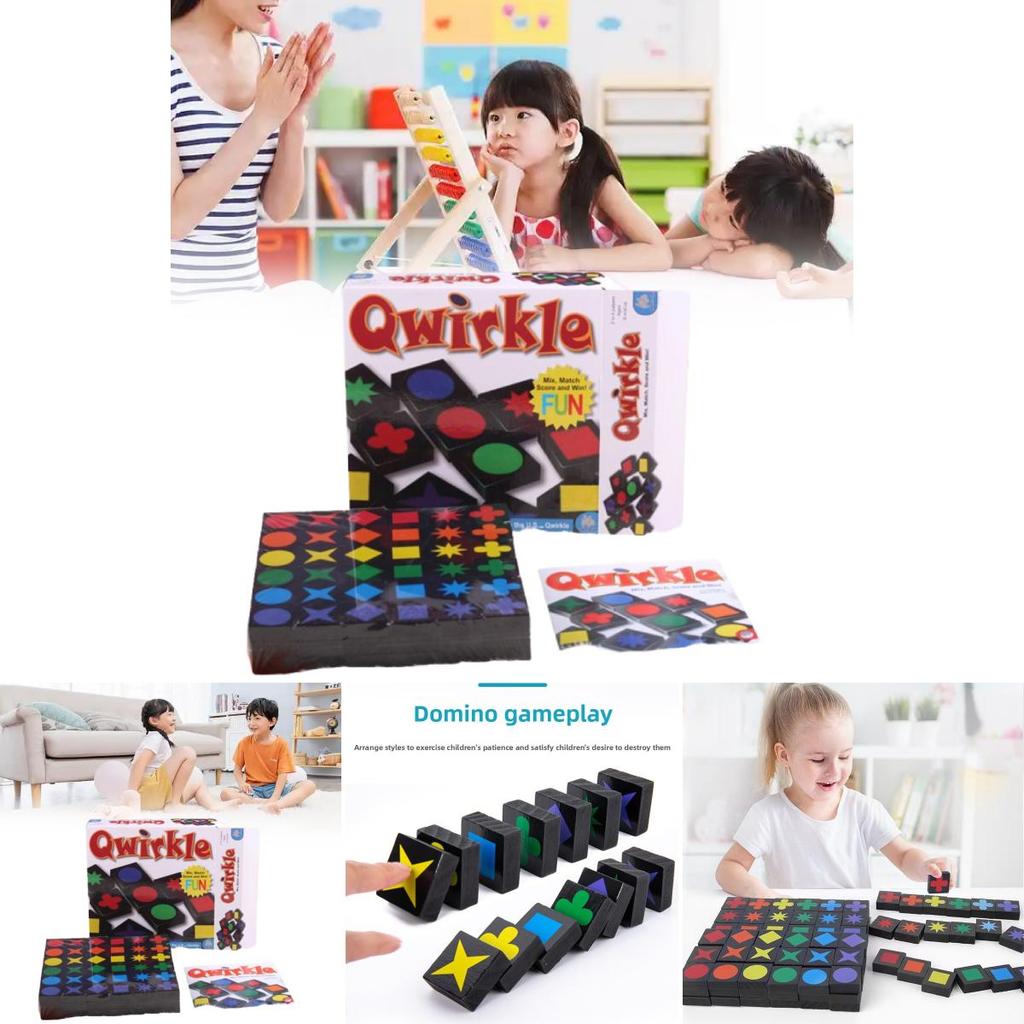 Qwirkle Dřevěná Vzdělávací Rodinná Desková Hra Pro Děti S Interakcí Rodič-Dítě