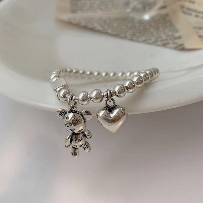 Stamp Bracelets For Women String Of Beads Accessories Trend Vintage Simple Cute Bear Pendant Party Jewelry Luxury