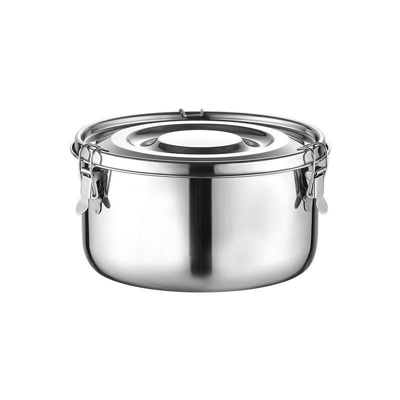 Stainless Steel Fresh-Keeping Refrigerator Storage Box with Sealed Lid for Fruit and Bento Portions.