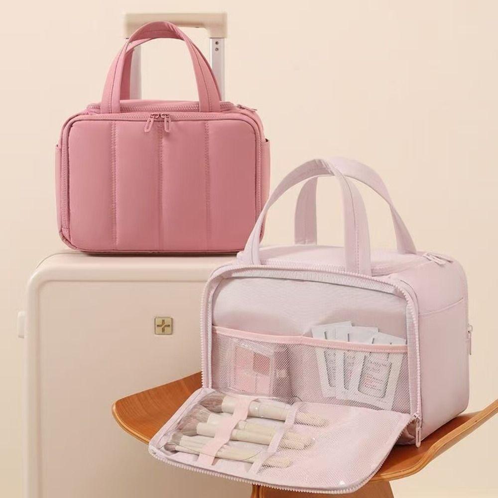 Dry-wet Separation Portable Cosmetic Pouch Large Capacity Women Cosmetic Tote Shower Organizer