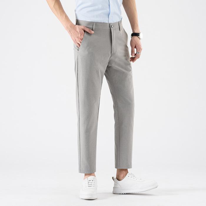 Summer Men's Light Business Casual Trousers Versatile Breathable Nine-minute Trousers Small Suit Trousers