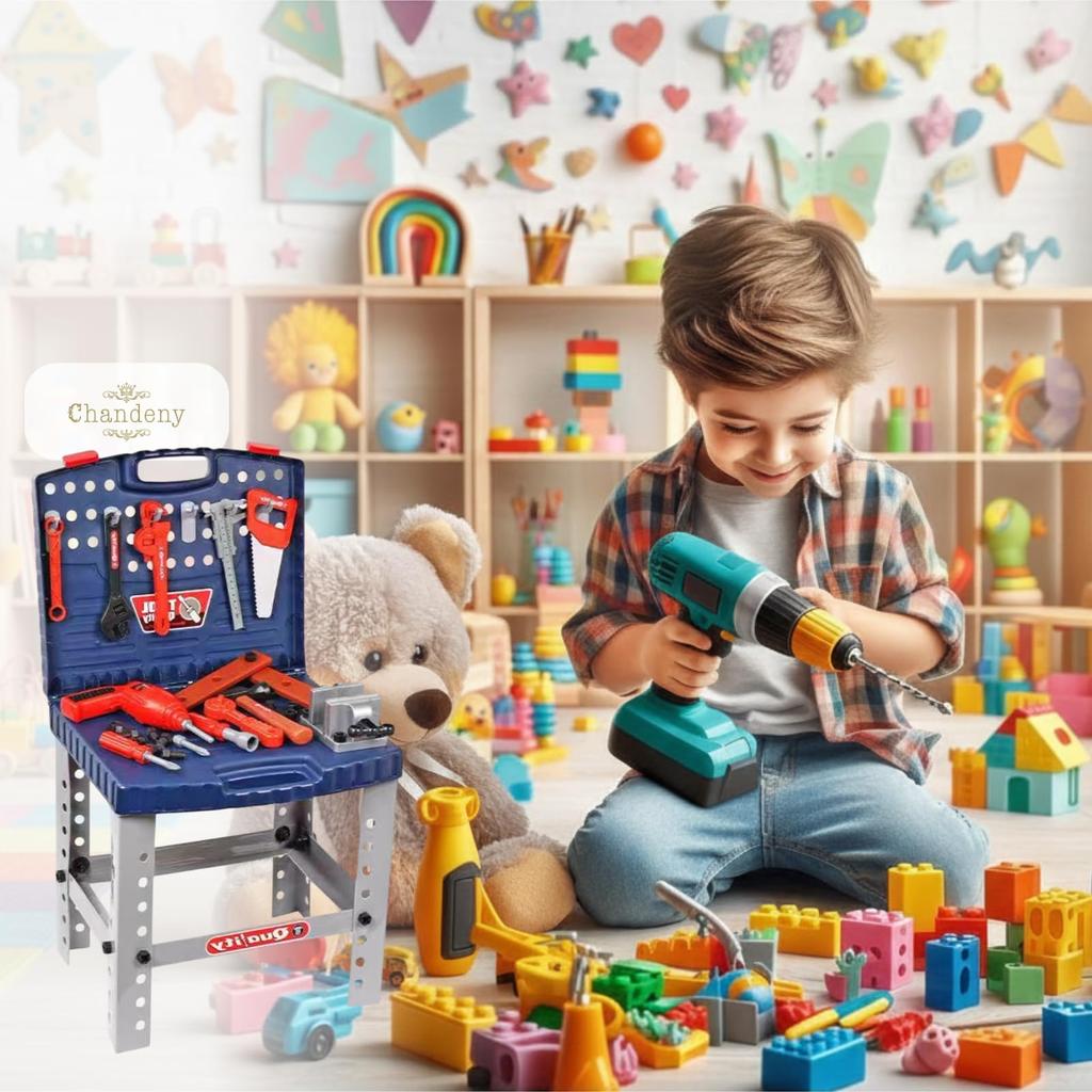 Shandini Kids' Build-It-Yourself Tool Set: Electric Drill, Tool Stand, and Tools - Educational Toy for Boys, Ages 6 and Up