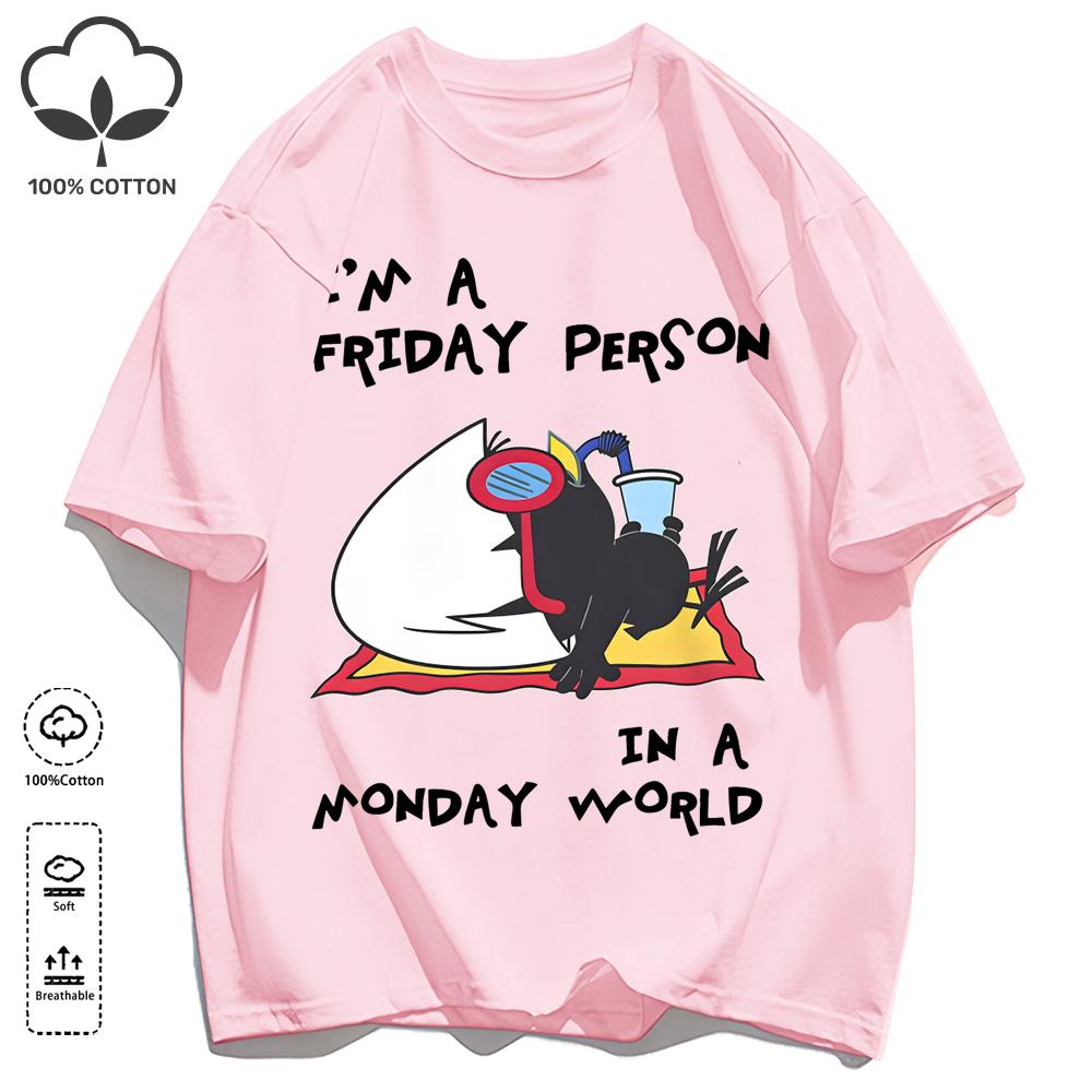 Sleeping In A Monday World Printing Retro Unisex T-Shirts Loose Cotton T Shirt Trendy Summer Tee Unisex Fashion Sports Clothes