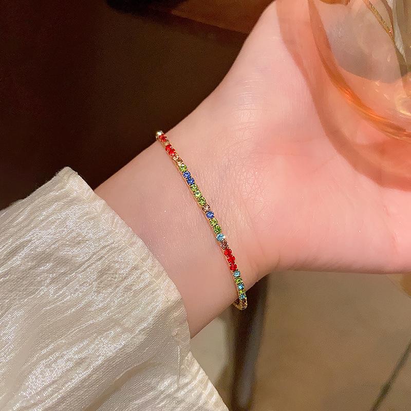 

Color zircon elastic rope bracelet female light luxury girlfriend student bracelet popular hand