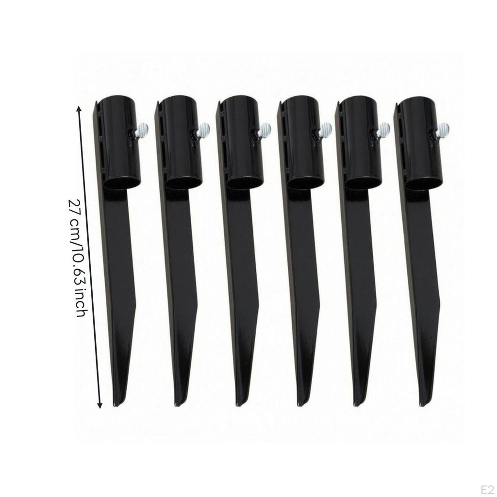 6 Pieces HeavyDuty Fence Post Anchor | Pointed Tapered End, Stake with Tightening Screw, Easy Soil