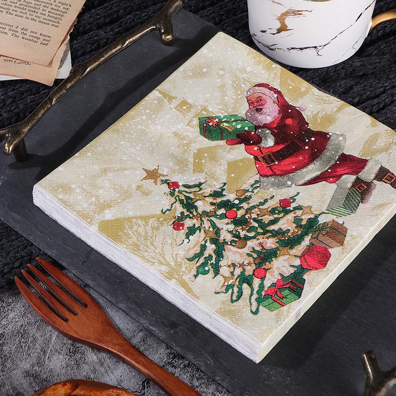 In Stock: New Style Christmas Printed Napkin Paper for Western Restaurants and Bakeries