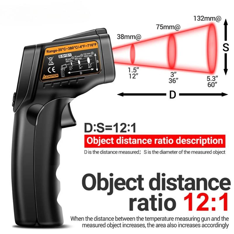 TH103  Infrared Laser Temperature Gun -20°C~380℃ IR Termometro Gun Sensor Testers NonContact Laser Temperature Gauge Tools