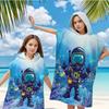 Deep Sea Diving Hooded Beach Towel Flat Print Microfiber Soft Poncho Bathrobe Quick Dry Swim Cape for Adult Kids Gift