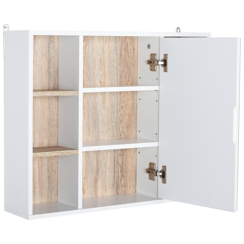 Bathroom Mirror Cabinet, Wall Mounted Storage Cabinet with Open Cupboard and Adjustable Shelf, White