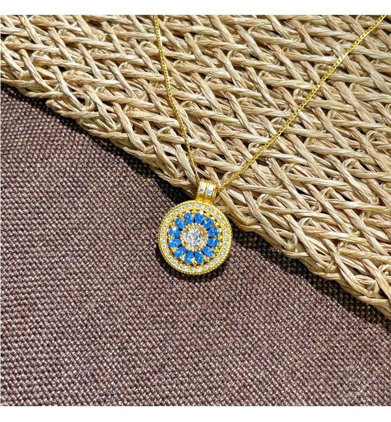 S925 Sterling Silver Lattice Compass Necklace with Cubic Zirconia and Rose Pendant In New Chinese Style