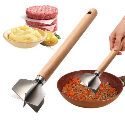 1 Stück Manuelles Fleisch Kartoffelsalat Tomatenhackgerät, Bibimbap Fleischmischer, 304 Edelstahl Fleischwolf/Stampfer, Lebensmittelmischer Stampfer für die Heimküche