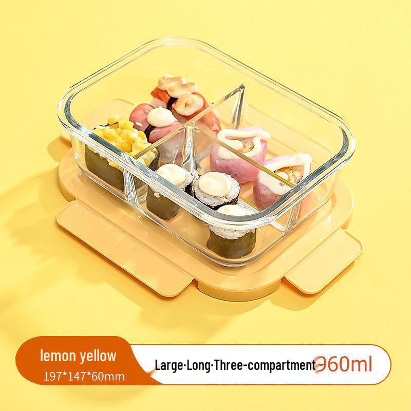 Glass Microwaveable 3-Compartment Food Container