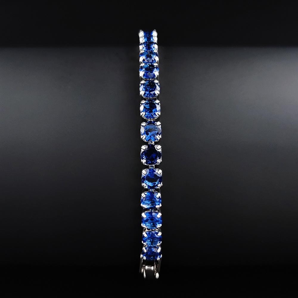 Rose Gold Silver Color 5mm Pink Blue Green Red Tennis Bracelet Bangle for Women Wedding Fashion Jewelry Party Gift S4777