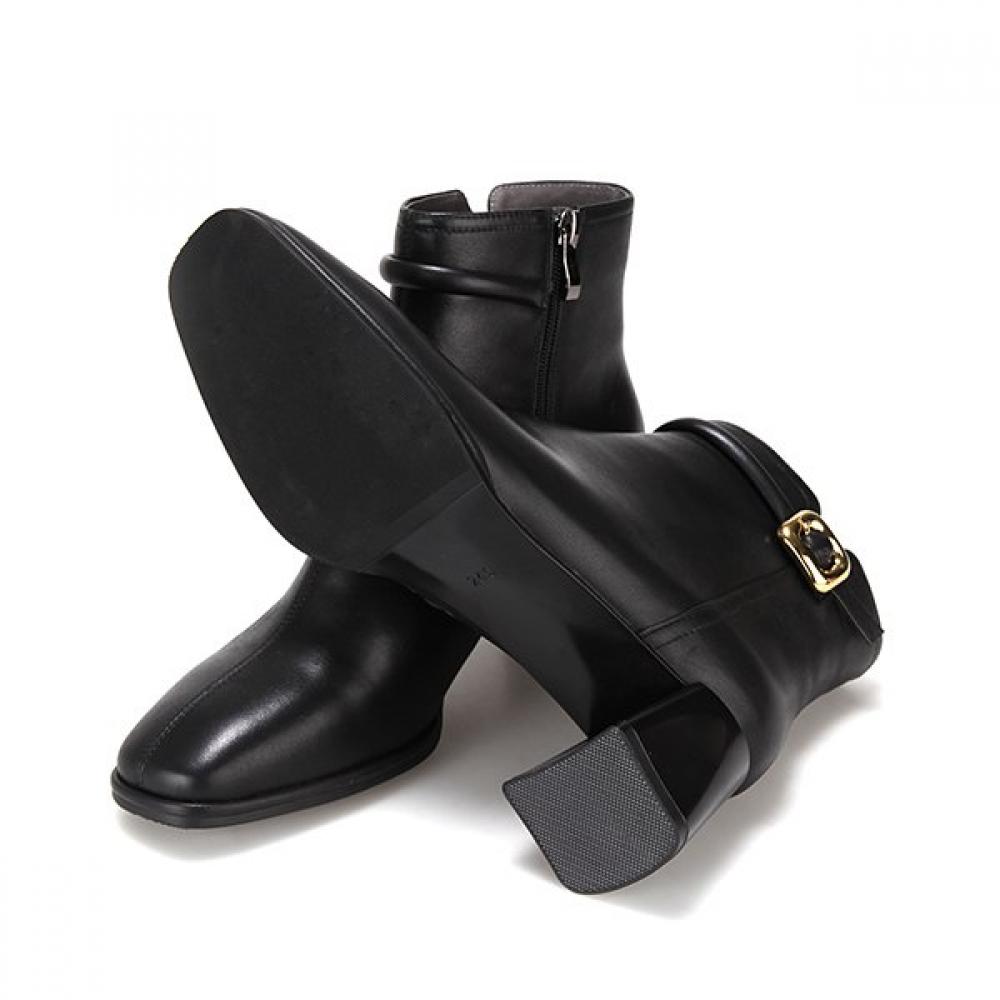 Barbara Leather Buckle Ankle Boots 6cm Bzg803bk