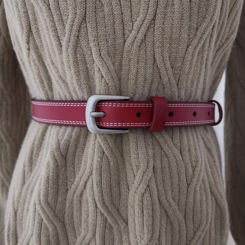 Fashionable Pure Leather Womens Belt With Pin Buckle For Office And Daily Use