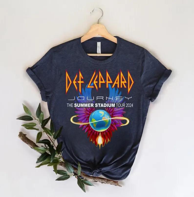Футболка Def Leppard & Journey Summer Stadium Tour 2024, Унисекс футболка с мерчем группы S