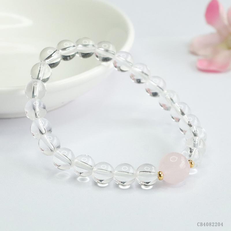 Juan Yu White & Pink Crystal Bracelet for Women, Colorful Gemstone Jewelry, Model CB4082204