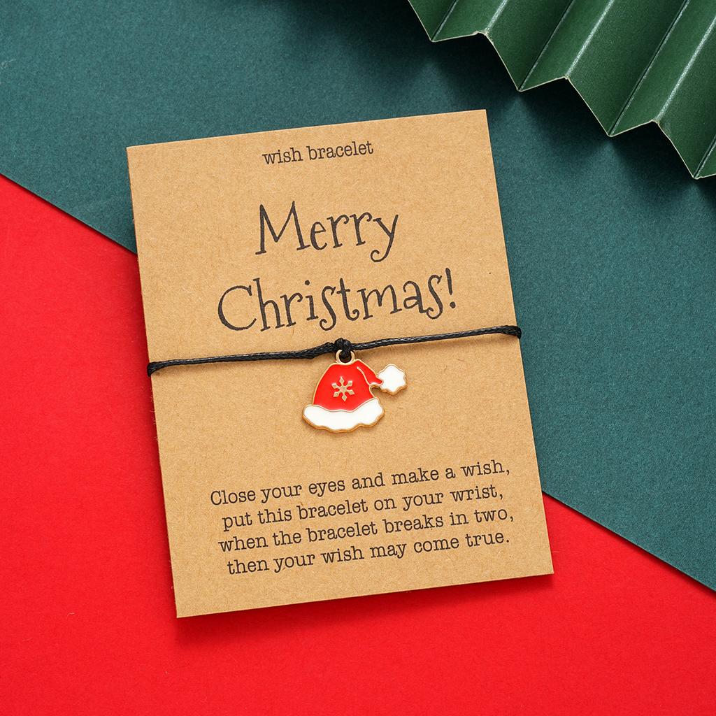 6Pcs/Set Christmas Series Santa Claus Snowman Tree Pendant Bracelets For Women Men Adjustable Rope Unisex Bracelets Jewelry Set