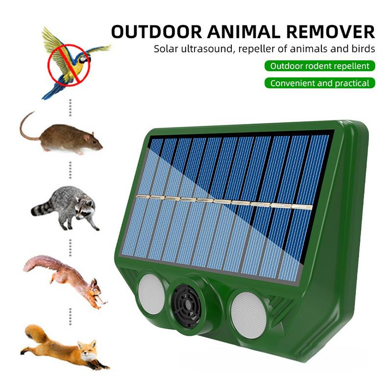Ultrasonic Cat Dog Repellant With Red White Flash Light Waterproof Solar Powered Animal Deterrent For Orchard/Greenhouse/Garden