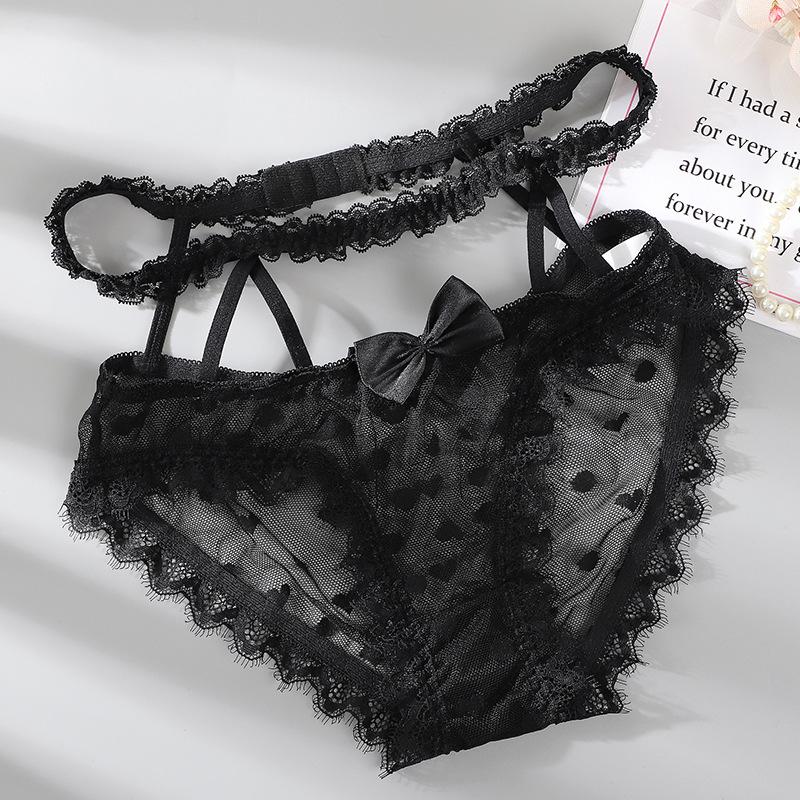 TERMEZY High Waist Amazing Mesh Panties Lace Sexy Underwear Women Transparent Hollow Out Lingerie Bow G Strings Intimates