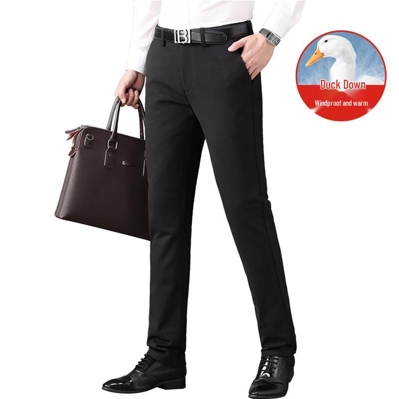 SNOWFLYING Men's Lightweight Business Casual Down Pants