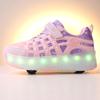 Four-wheel Roller Skates Children's Retractable Automatic Wheel Sports Shoes USB Charging LED Light Sports Shoes
