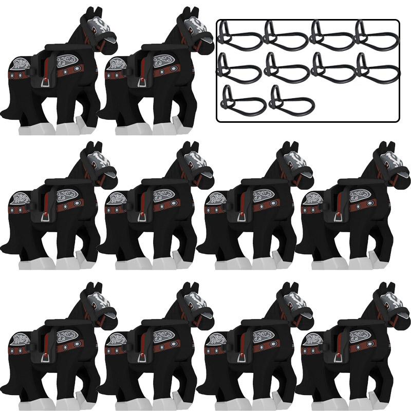 Military Building Blocks Solider Knights Figures Gifts Equipments Accessories Mount Medieval Ancient Warhorse Saddle Horse Rope