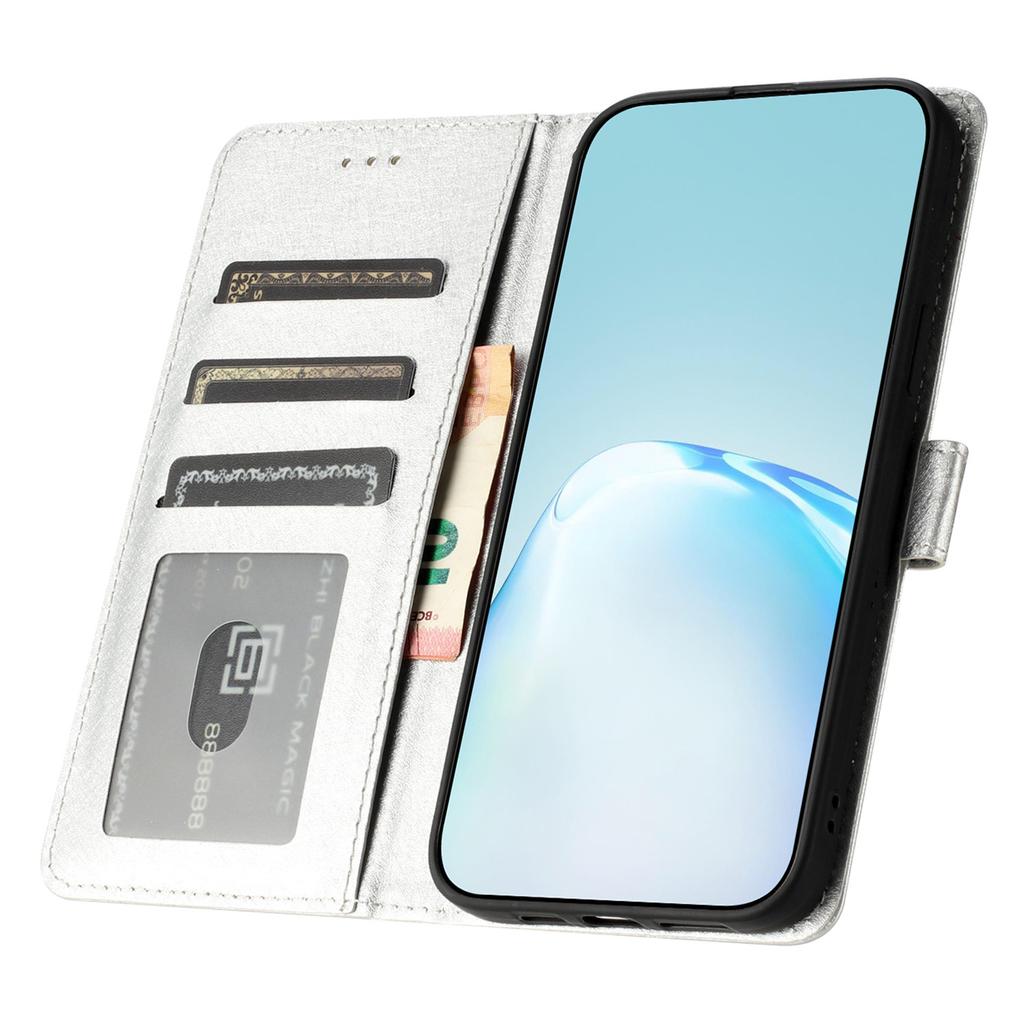 For iPhone 16 Case Silk Texture Leather Phone Cover Wallet with Credit Card Holder