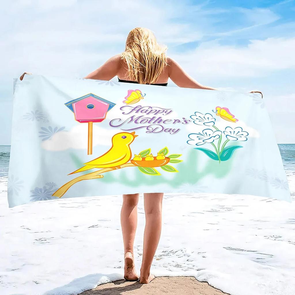 Happy Mother's Day Beach Towel Quick Dry Sand Free Bath Towel For Women Gift Microfiber Swimming Cover Lightweight Face Towels