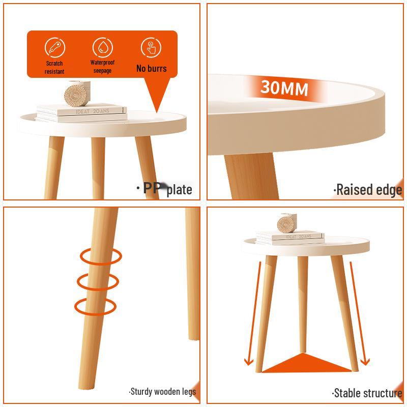 Nordic Small Round Coffee Table with Solid Wood Legs - Ideal for Living Rooms and Apartments