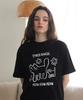 BONIEE Meow Cat Kitten Graphic Loose Oversized T-Shirt Black
