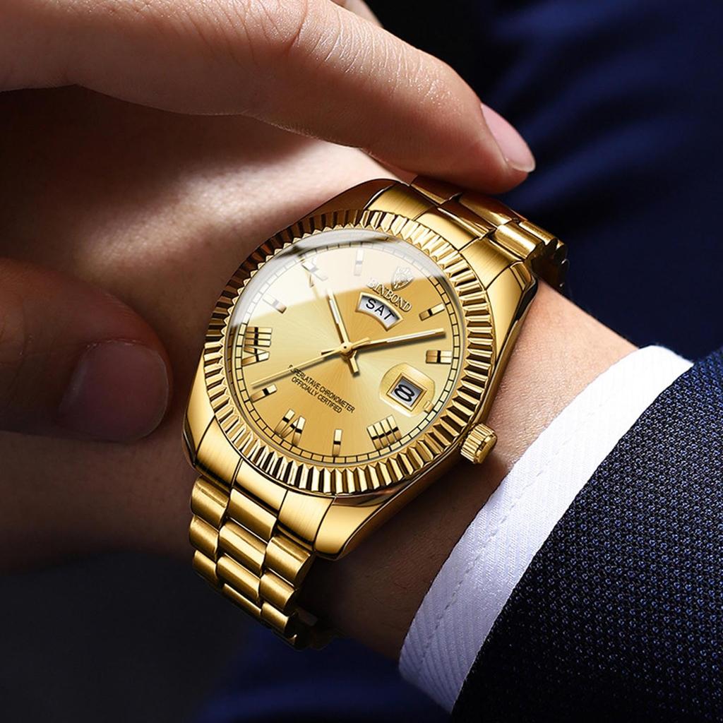 RORIOS Quartz Waterproof Wristwatch with Date and Day Luminous and Simple Design for Business or Perfect Gift Men's Display, Calendar, Lightweight,