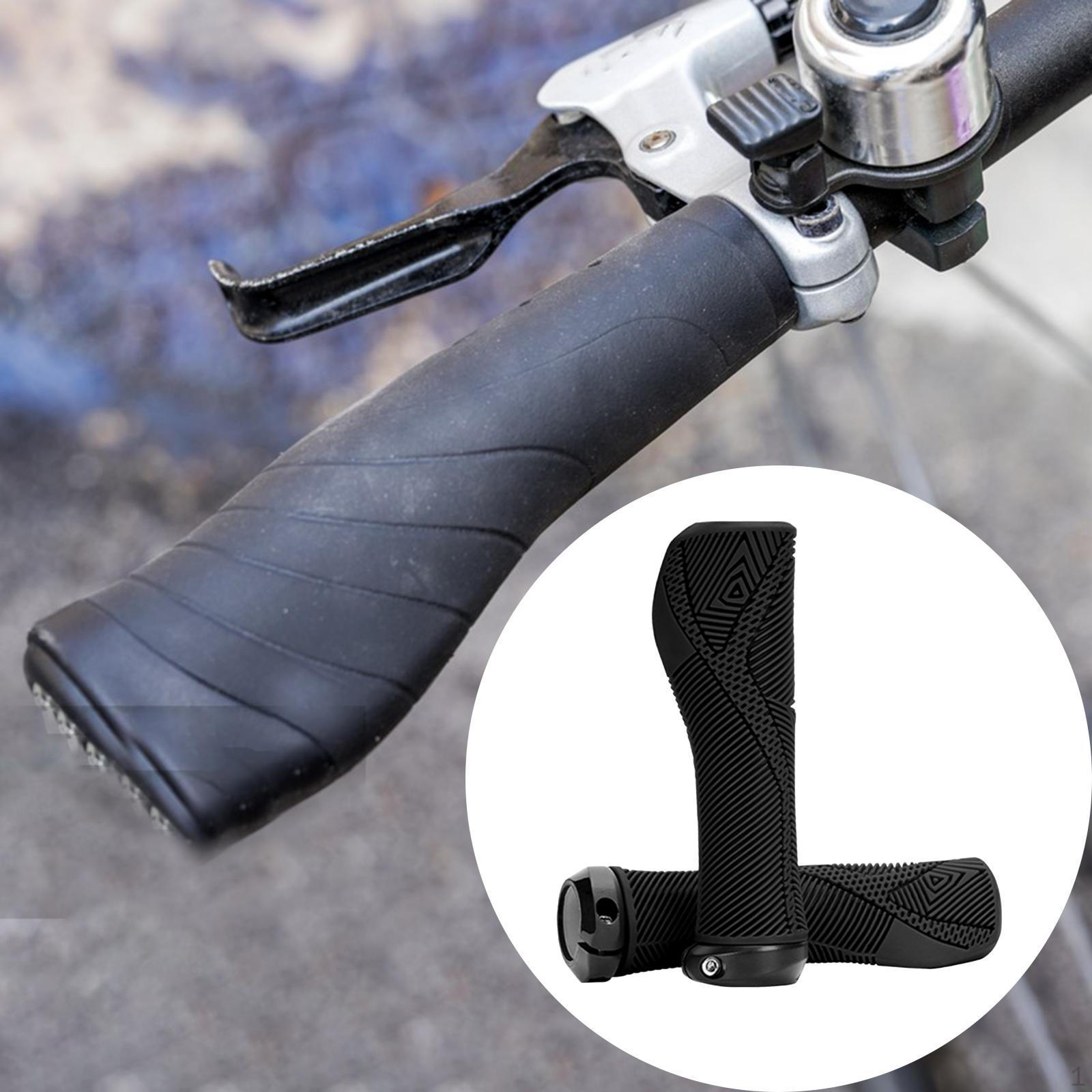 

2 Pieces Bike Handlebar Grips Grip Rubber Lightweight Anti Slip Shock Absorption чёрный
