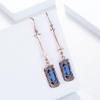 Women Zinc Alloy Jewelry Cylinder Shape Vintage Green Glass Hook Dangle Earring Accessories