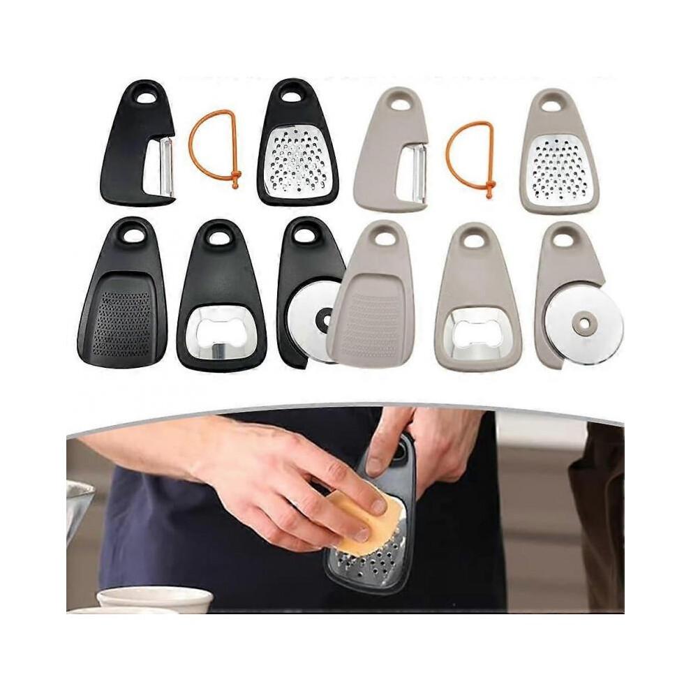 Kitchen Gadgets Set of 5 with Fruit Vegetable Peeler and Cheese Chocolate Grater Khaki