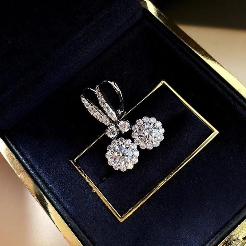 Floral Geometric Earrings, Exquisite And Fresh Zircon Earrings For Women, Daily Accessories