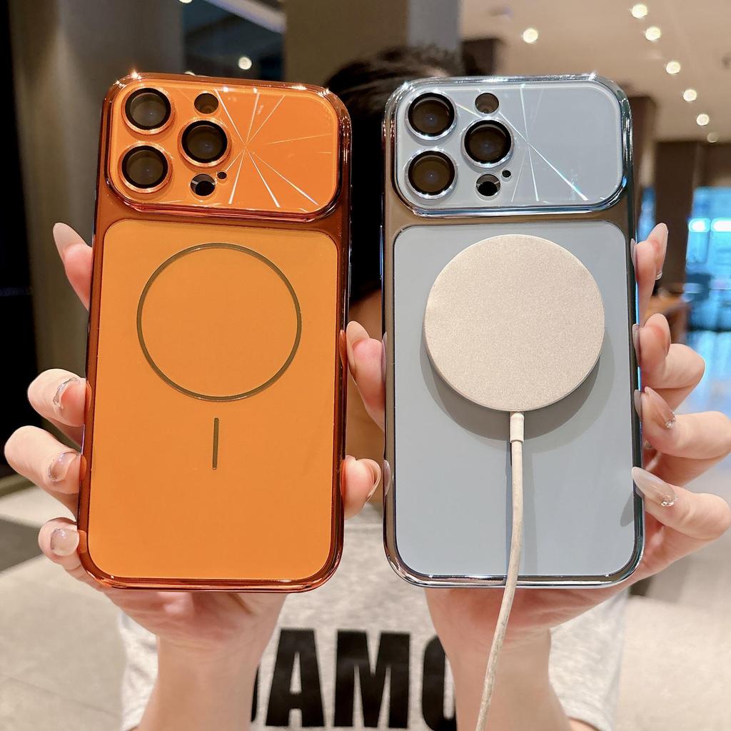 Electroplated Magnetic Thin Ring Case for iPhone 16 Pro Max with Lens Protective Film