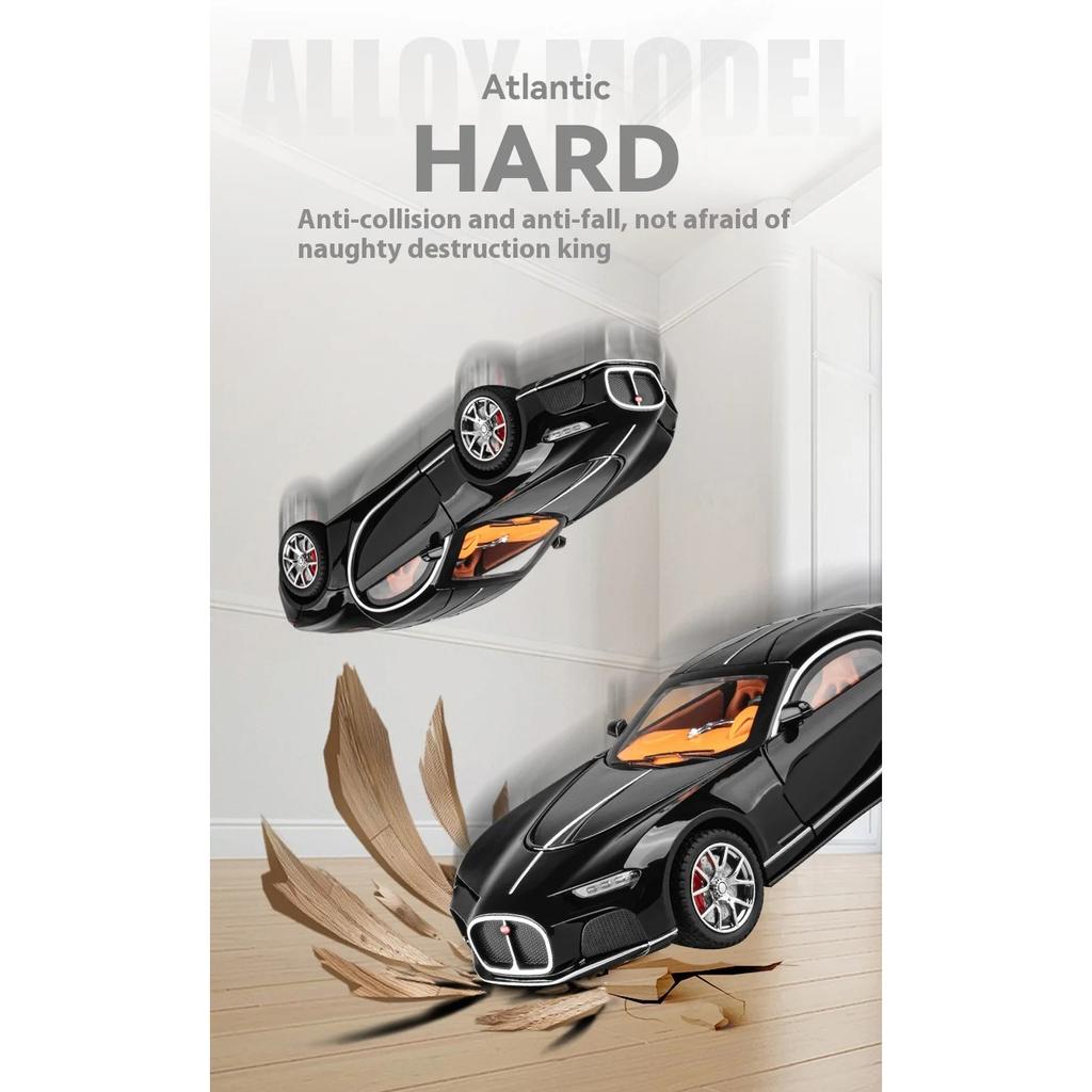 1/24 Bugatti Atlantic Luxus-Sportwagen Legierungsmodell, Simulierter Ton und Licht, Bemalte Innenausstattung, Restaurierte Details, Schreibtisch-Dekorationen