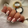 Hochwertige tragbare künstliche Nägel im Mandel-Nude-French-Stil – mittellange und lange Nagelspitzen